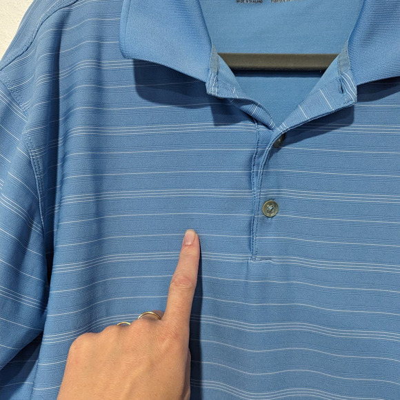 Nike Men's Golf Shirt Blue Stripe Fit Dry - Picture 5 of 6